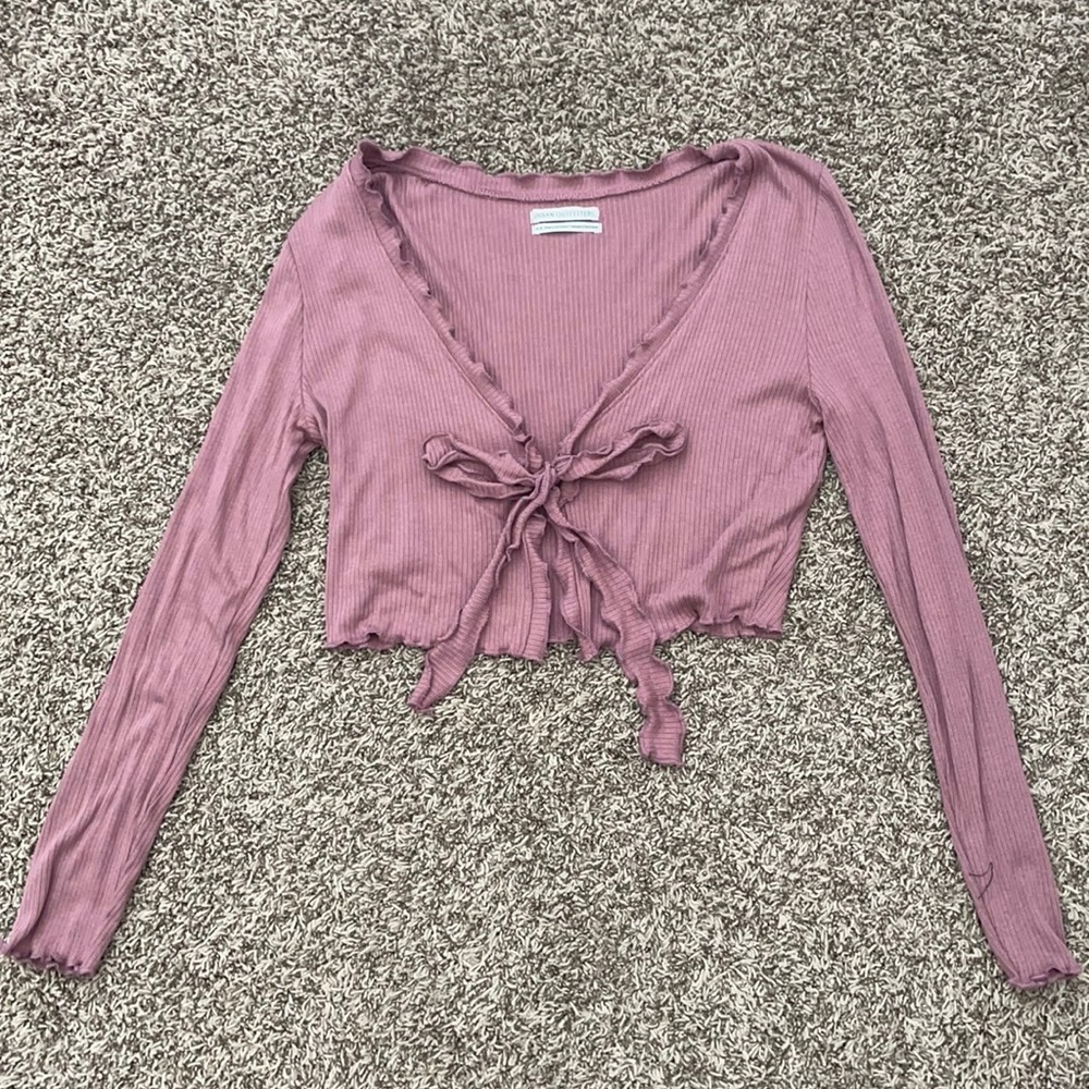 Urban Outfitters Mauve Tie Long Sleeve Top